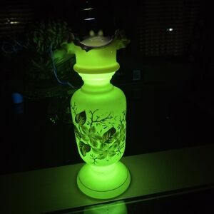 Vintage Uranium Painted Crimped Vase